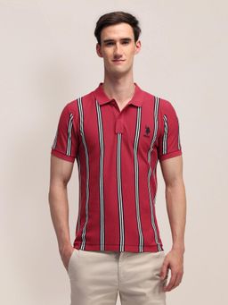 U.S. POLO ASSN. - Mens Red Stripes Polo T-Shirt