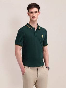 U.S. POLO ASSN. - Mens Green Solid/Plain T-Shirt