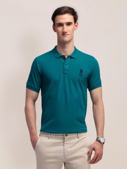U.S. POLO ASSN. - Mens Green Solid/Plain Polo T-Shirt