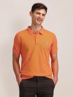 U.S. POLO ASSN. - Mens Orange Solid/Plain Polo T-Shirt