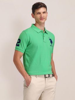 U.S. POLO ASSN. - Mens Green Solid/Plain Polo T-Shirt