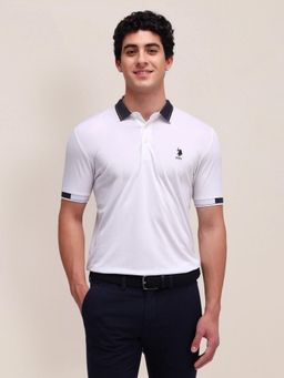 U.S. POLO ASSN. - Mens White Solid/Plain Polo T-Shirt