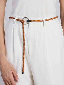 Twenty Dresses by Nykaa Fashion - Tan Braided Slim Rope Style Round Buckle Waist Womens Belt