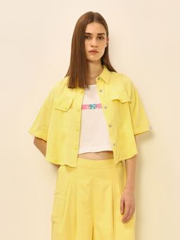 ONLY - Women'S Solid Relaxed Fit Yellow Shirt