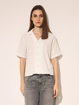 ONLY - Women'S Textured Regular Fit White Shirt