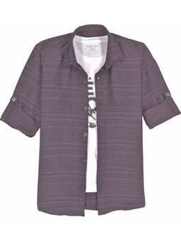 CHARCHIT - Magenta Cotton Printed Shirt With T-Shirt