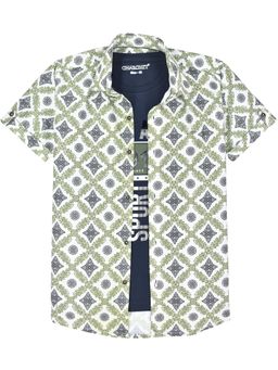 CHARCHIT - Green Cotton Printed Shirt With T-Shirt