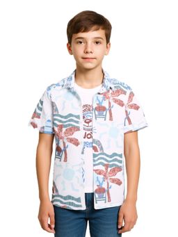 CAVIO - Blue Cotton Printed Shirt With T-Shirt