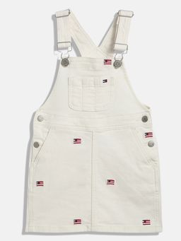 Tommy Hilfiger - Off White Cotton Embroidered Dungaree