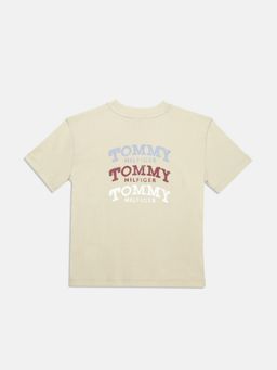 Tommy Hilfiger - Beige Cotton Typography T-Shirt