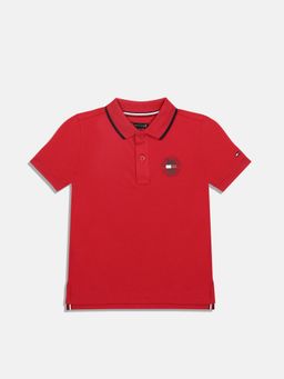 Tommy Hilfiger - Red Cotton Solid Polo T-Shirt