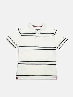 Tommy Hilfiger - White Cotton Stripes Polo T-Shirt