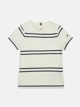 Tommy Hilfiger - White Cotton Stripes T-Shirt