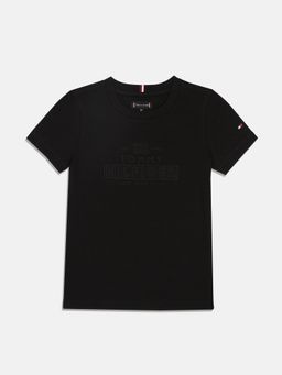 Tommy Hilfiger - Black Cotton Typography T-Shirt