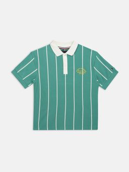 Tommy Hilfiger - Green Cotton Stripes Polo T-Shirt