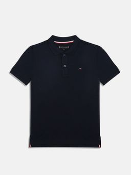 Tommy Hilfiger - Navy Blue Cotton Solid Polo T-Shirt