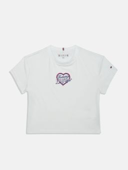 Tommy Hilfiger - White Cotton Typography T-Shirt