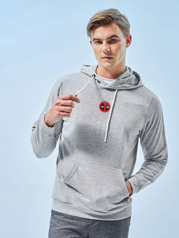 Bewakoof - Official Marvel Men's Grey King Deadpool Graphic Printed Hoodies