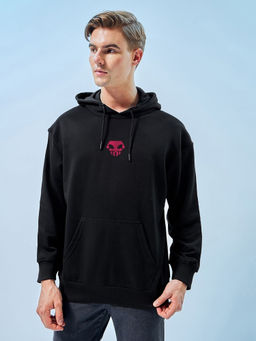 Bewakoof - Men's Black Monster Graphic Printed Oversized Hoodies