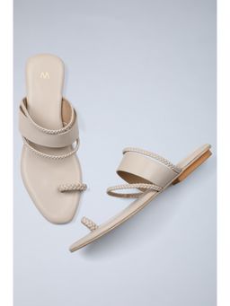 W - Ivory Solid One Toe Flat