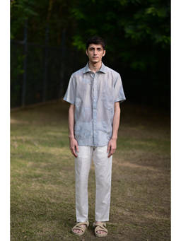 Raas Life - Blue Applique Cotton Silk Shirt