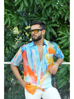 Raas Life - Multi-Color Ocean Painted Cotton Shirt
