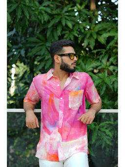 Raas Life - Pink Pink Abstract Printed Cotton Shirt