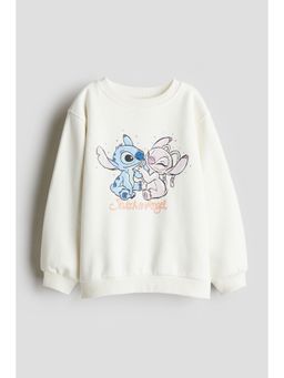 H&M - Girls White Motif-Detail Sweatshirt