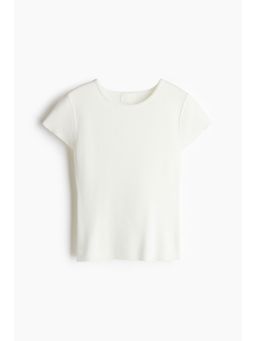 H&M - Women White Fine-Knit T-Shirt