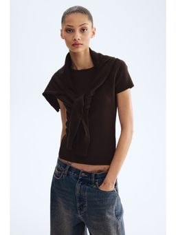 H&M - Women Brown Fine-Knit T-Shirt