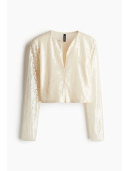 H&M - Women Beige Cropped Sequined Top