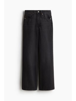 H&M - Women Black Feather Soft Super Wide Ultra High Jeans