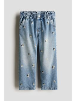 H&M - Girls Blue Patterned Wide Leg Jeans
