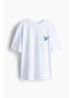 H&M - Boys White Printed Mesh Sports Top With Drymove