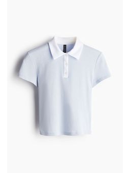 H&M - Women Blue Cropped Polo Shirt