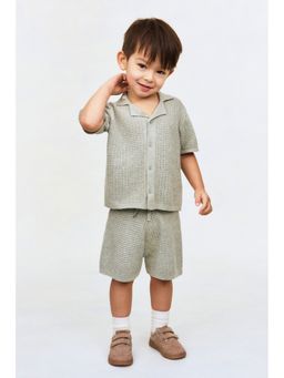 H&M - Boys Green 2-Piece Pointelle-Knit Cotton Set
