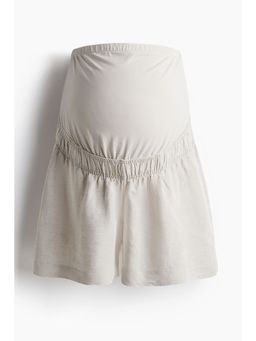 H&M - Women Beige Mama Linen-Blend Shorts