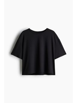 H&M - Women Black Boxy-Style Sports Top With Drymove