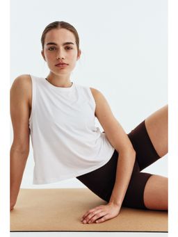 H&M - Women White Boxy-Style Sports Vest Top With Drymove