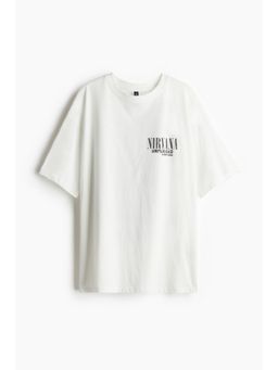 H&M - Women White Oversized Printed T-Shirt