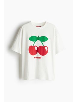 H&M - Women White Oversized Printed T-Shirt