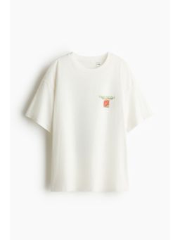 H&M - Women White Oversized Printed T-Shirt