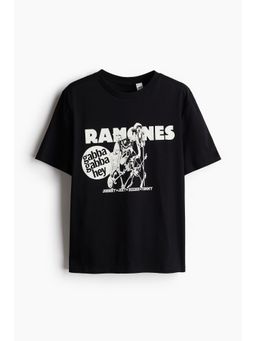 H&M - Women Black Printed T-Shirt