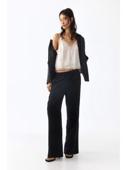 H&M - Women Black Linen-Blend Trousers