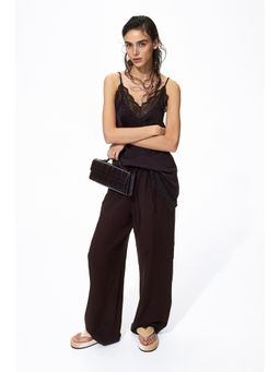 H&M - Women Brown Linen-Blend Trousers