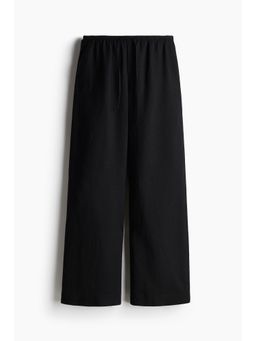 H&M - Women Black Straight Linen-Blend Trousers