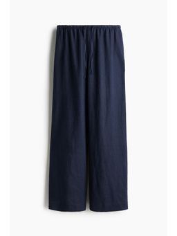 H&M - Women Blue Linen Drawstring Trousers