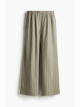 H&M - Women Green Wide Linen-Blend Trousers