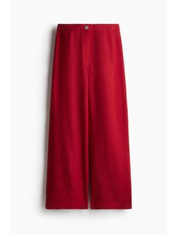 H&M - Women Red Linen-Blend Trousers