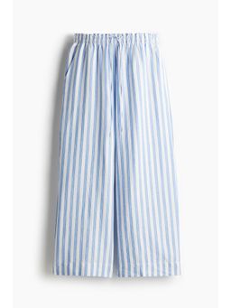 H&M - Women Blue Cropped Linen-Blend Trousers